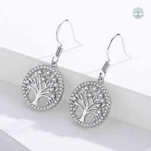 Boucles d'oreilles en argent motif arbre de vie