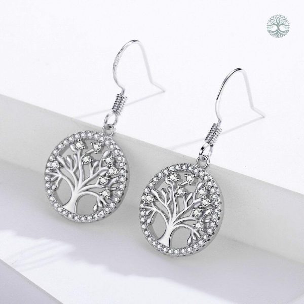 Boucles d'oreilles en argent motif arbre de vie