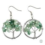 Boucles d'oreilles Arbre de Vie en aventurine verte