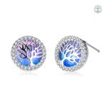 Boucles d'oreilles arbre de vie glamour en bleu