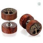 Boucles d'oreilles Arbre de Vie en bois naturel