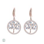 Boucles d'oreilles Arbre de Vie en or rose chic