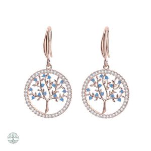 Boucles d'oreilles Arbre de Vie en or rose chic
