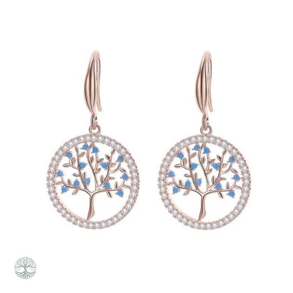 Boucles d'oreilles Arbre de Vie en or rose chic