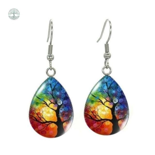 Boucles d'oreilles arbre de vie coloré