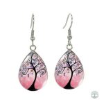 Boucles d'oreilles Arbre de Vie avec fleurs colorées