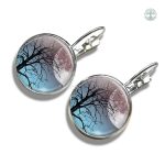 Boucles d'oreilles Arbre de Vie en forme de lune