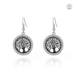Boucles d'oreilles Arbre de Vie noires élégantes