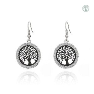 Boucles d'oreilles Arbre de Vie noires élégantes