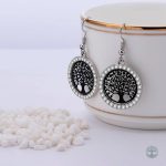 Boucles d'oreilles en forme d'arbre de vie, design moderne