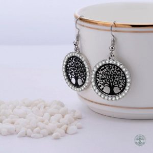 Boucles d'oreilles en forme d'arbre de vie, design moderne