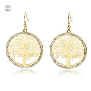 Boucles d'oreilles pendantes en or Arbre de Vie