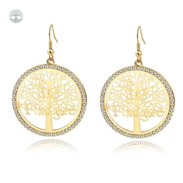 Boucles d'oreilles pendantes en or Arbre de Vie