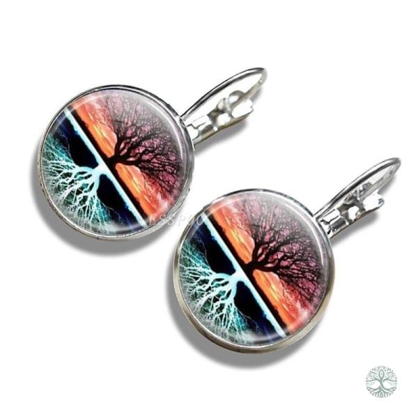 Boucles d'oreilles Arbre de Vie avec motif racine