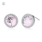 Boucles d'oreilles Arbre de Vie en rose glamour