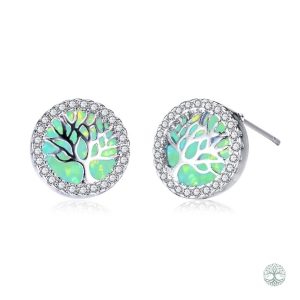 Boucles d'oreilles Arbre de Vie glamour vert
