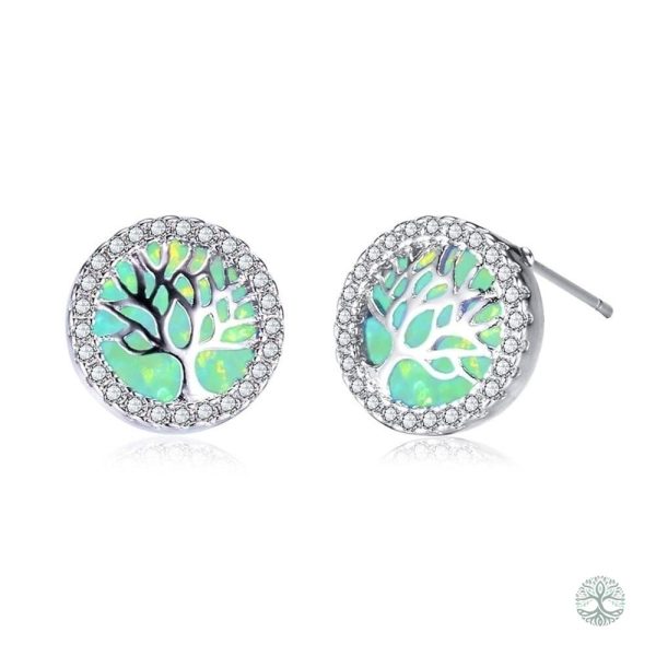 Boucles d'oreilles Arbre de Vie glamour vert