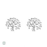 Boucles d'oreilles arbre de vie en argent avec zirconium