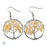 Boucles d'oreilles Arbre de Vie en Citrine