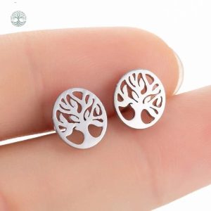 Boucles d'oreilles clou Arbre de Vie en design élégant