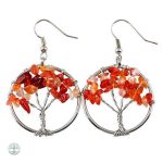 Boucles d'oreilles Arbre de Vie en Cornaline