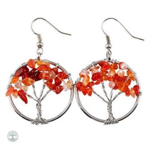 Boucles d'oreilles Arbre de Vie en Cornaline