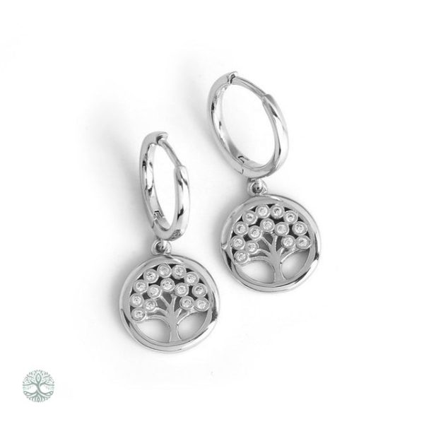 Boucles d'oreilles argentées Arbre de Vie élégantes