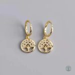Boucles d'oreilles dorées motif Arbre de Vie