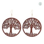Boucles d'oreilles Arbre de Vie ethnique en marron