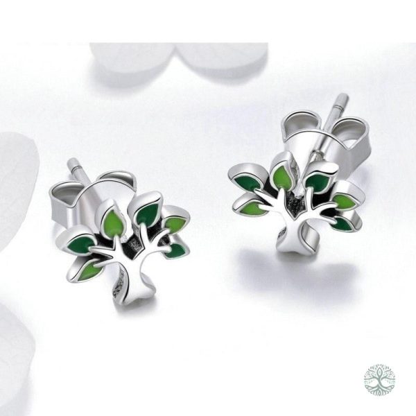 Création artisanale, boucles d'oreilles feuillage vert