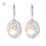 Boucles d'oreilles Arbre de Vie avec feuilles jaunes