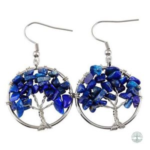 Boucles d'oreilles Arbre de Vie en Lapis Lazuli