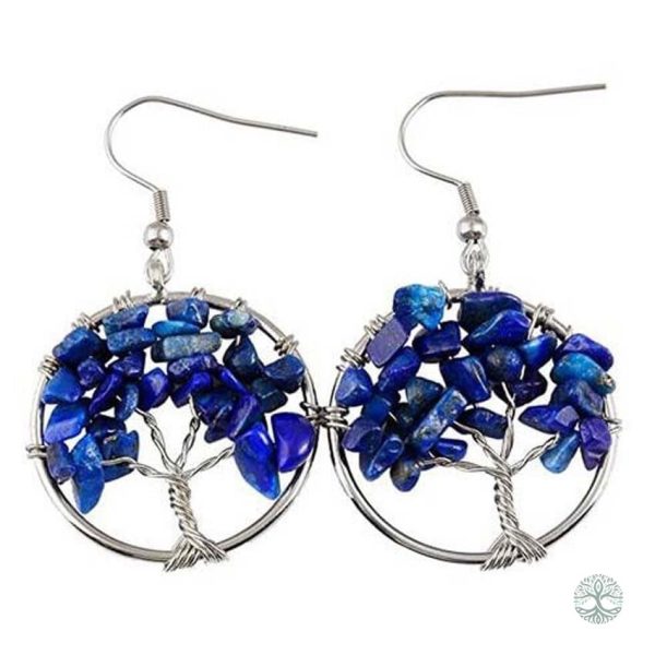 Boucles d'oreilles Arbre de Vie en Lapis Lazuli