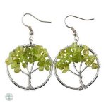 Boucles d'oreilles Arbre de Vie en olivine
