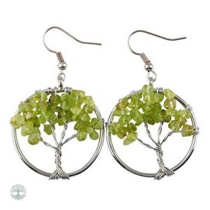 Boucles d'oreilles Arbre de Vie en olivine
