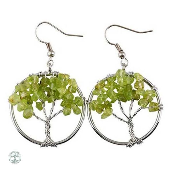 Boucles d'oreilles Arbre de Vie en olivine