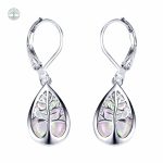 Boucles d'oreilles Arbre de Vie en opale blanche