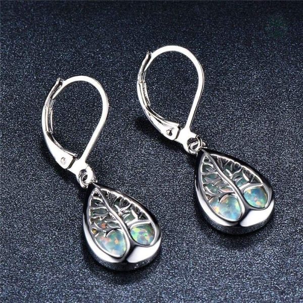 Boucles d'oreilles élégantes Arbre de Vie en opale