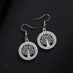 Boucles d'oreilles arbre de vie avec oxyde de zirconium brillant