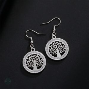 Boucles d'oreilles arbre de vie avec oxyde de zirconium brillant