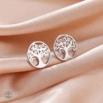 Boucles d'oreilles puces Arbre de Vie en argenté
