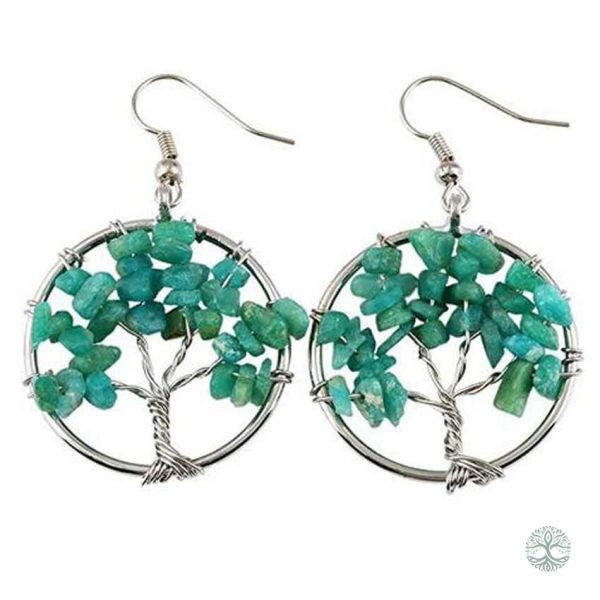 Boucles d'oreilles Arbre de Vie en amazonite
