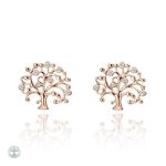 Boucles d'oreilles Arbre de Vie en or rose avec zirconium