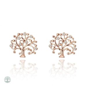 Boucles d'oreilles Arbre de Vie en or rose avec zirconium