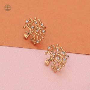 Bijoux en forme d'Arbre de Vie avec zirconium doré