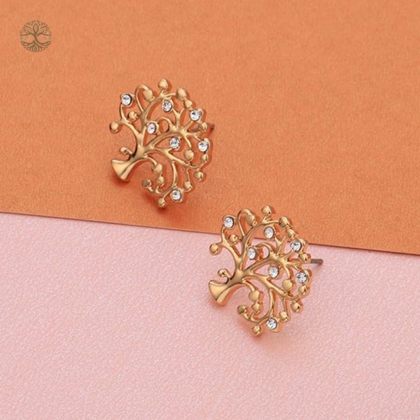 Bijoux en forme d'Arbre de Vie avec zirconium doré