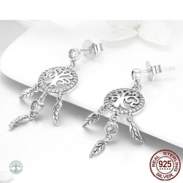 Attrape rêve en forme d'arbre de vie pour boucles d'oreilles