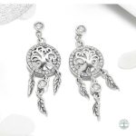 Boucles d'oreilles en argent avec motif arbre de vie