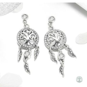 Boucles d'oreilles en argent avec motif arbre de vie