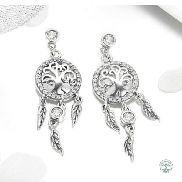 Boucles d'oreilles en argent avec motif arbre de vie
